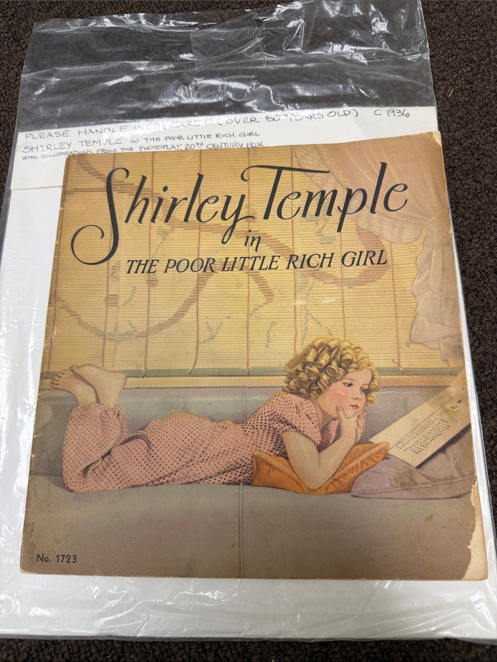 1936 Shirley Temple The Poor Little Rich Girl Photoplay Book Saalfield No. 1723